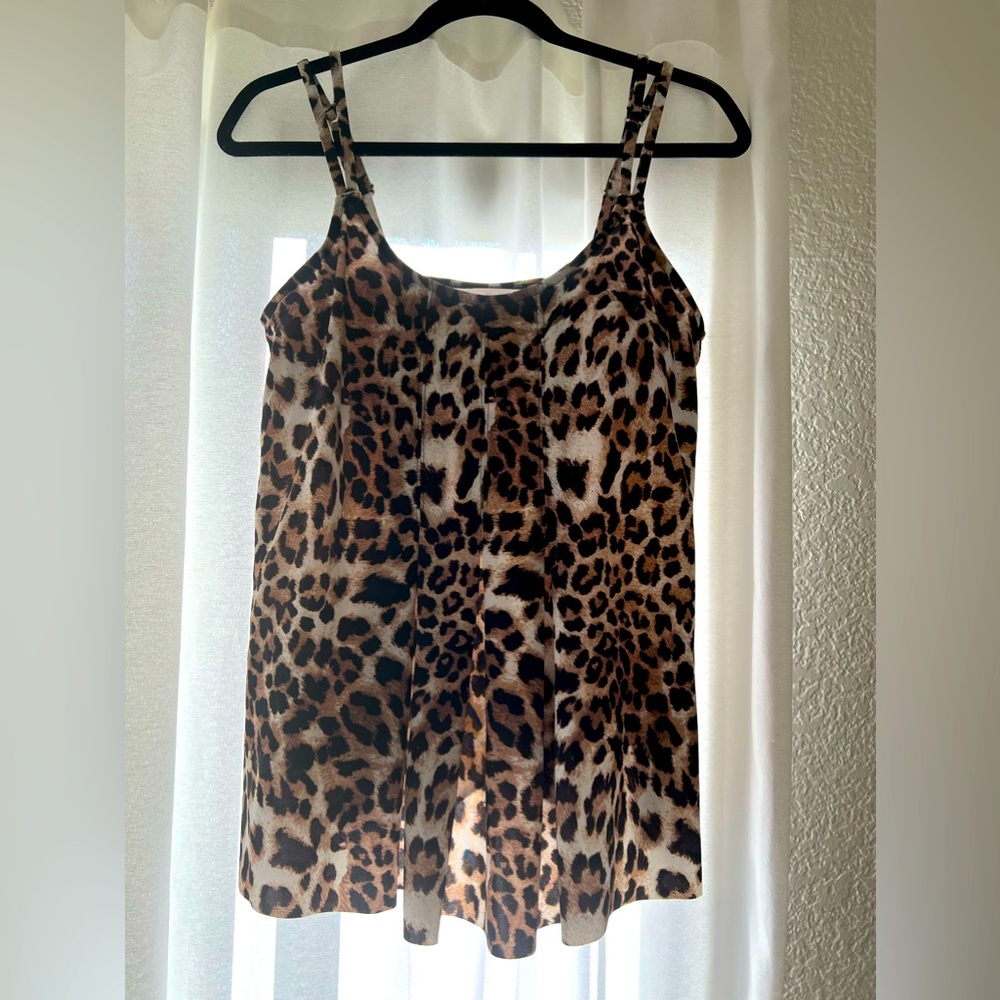 Swim Solutions Printed Pleat-Front Tankini Top